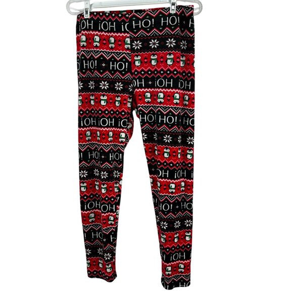No Boundaries XL Red Black Penguin Ho Ho Ho Pattern Christmas Leggings - Picture 1 of 5